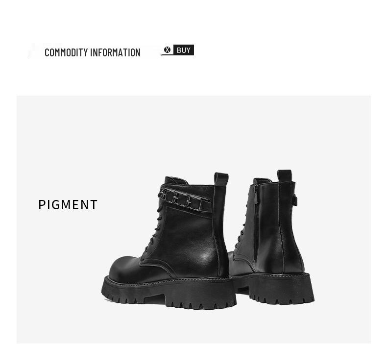 Men's Leather High-Top Martin Boots - Autumn/Winter Thick Sole, Height Increasing, British Style, Large Size