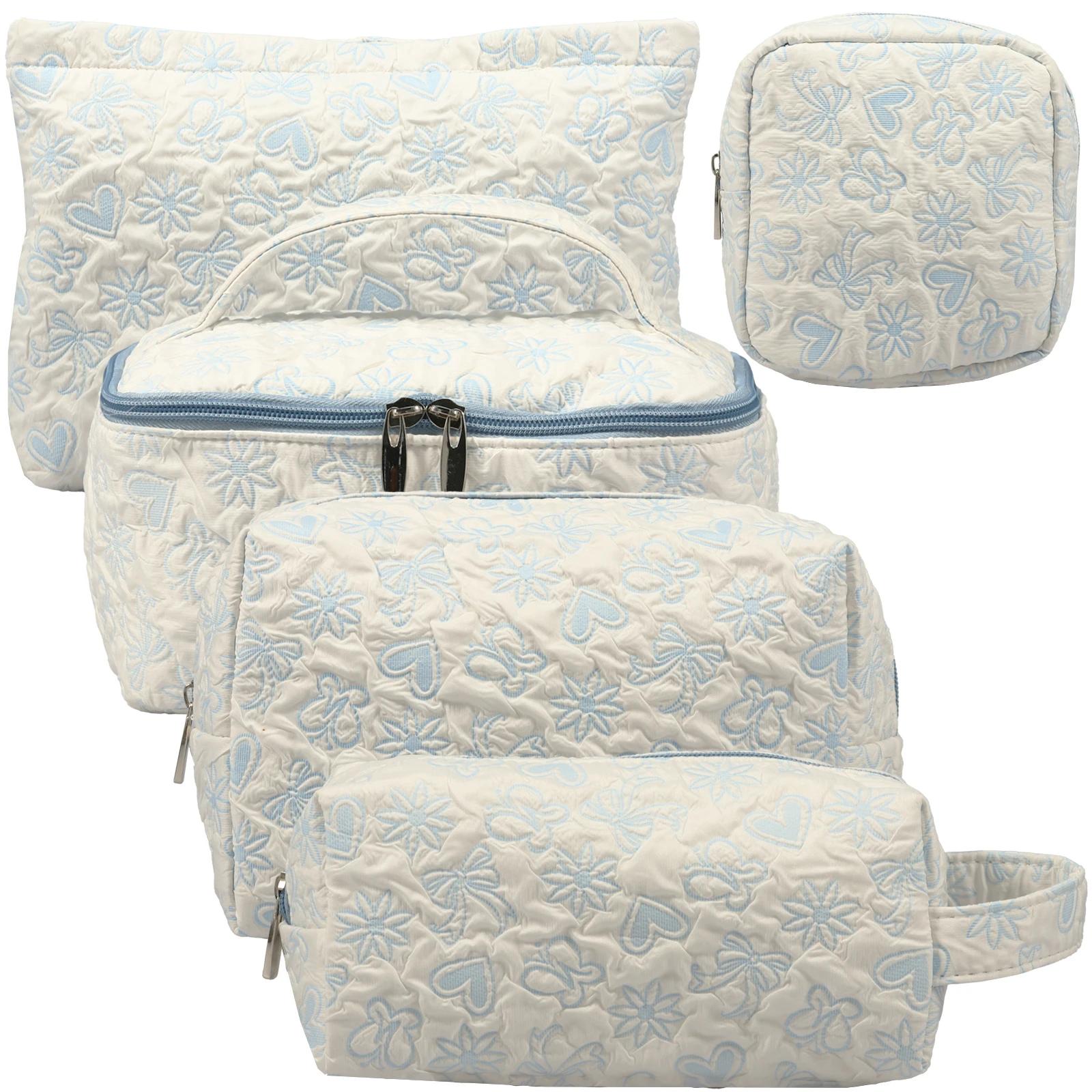 5Pcs Makeup Bag Set Women Zipper Cosmetic Organizer Pouch Portable Travel Toiletry Bag Printed Small Makeup Purse