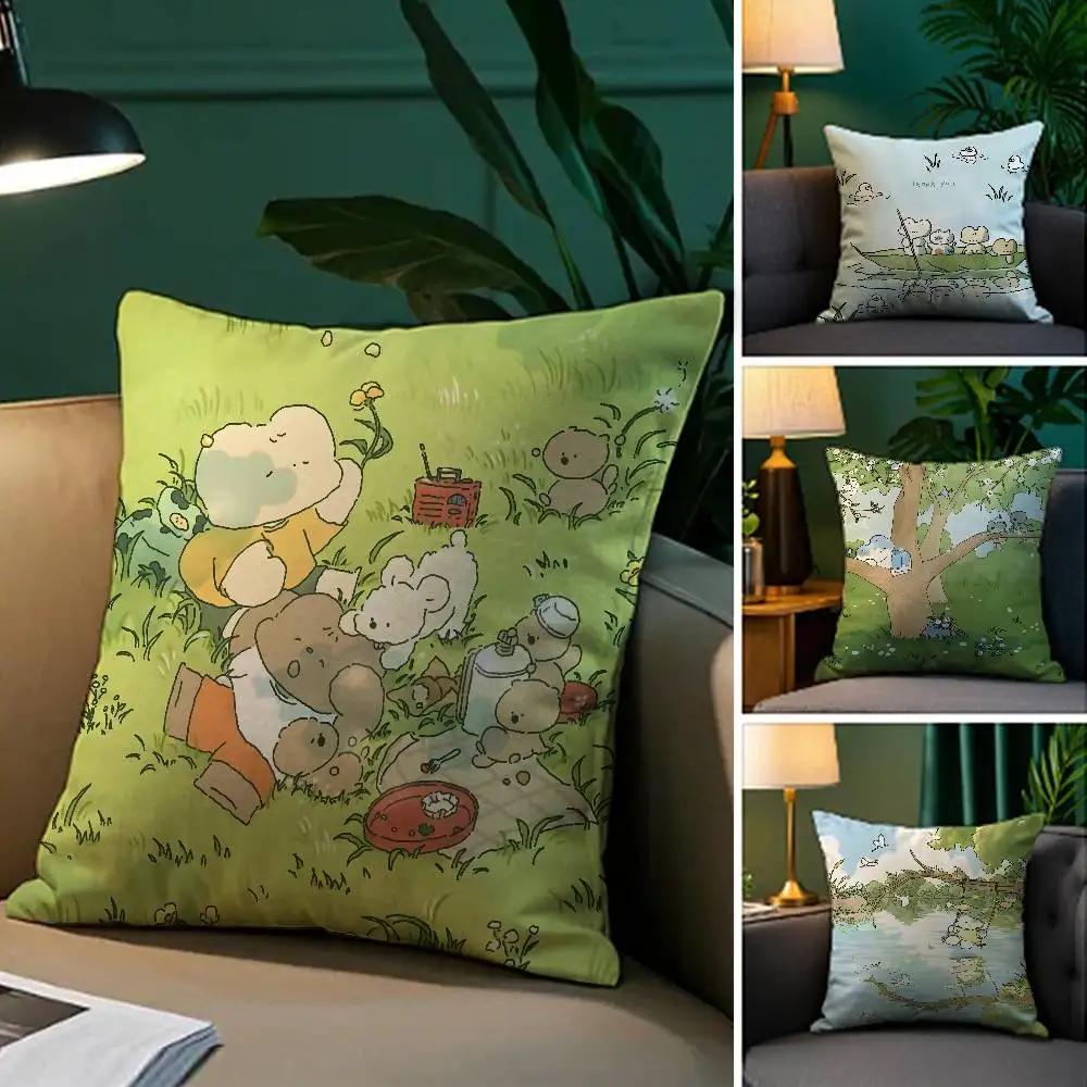 Author Somdoo Cute Animals Quiat Peaceful Pillow Case Comfort Sofa Bed Silky elegant Invisible zipper Decorative cushion cover