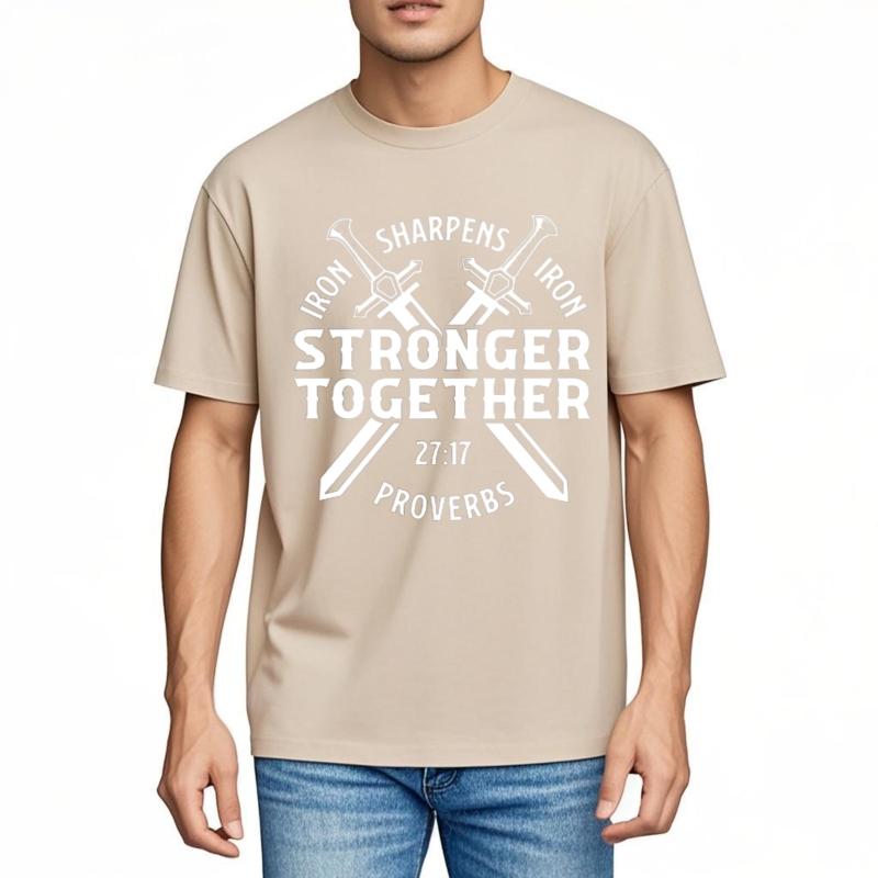 Summer top Printed Boys Oneck tshirt Streetwear Iron Sharpens Iron Stronger Together Proverbs 27 17 Retro Teenagers Tee shirt