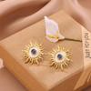 Unique Starfish Sun Stud Earrings: Trendy European-American Design for Daily Commute