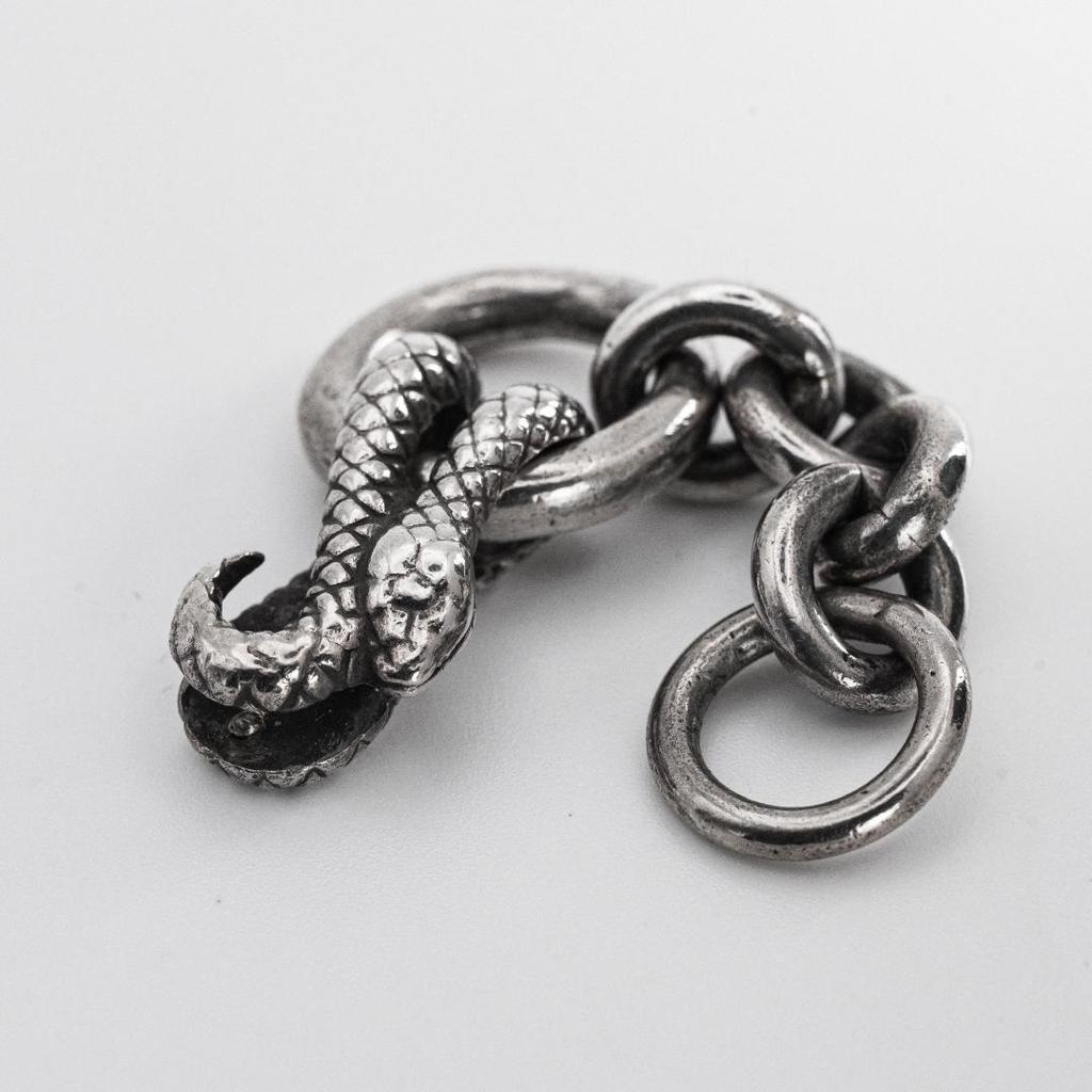 Used GARNI Snake Motif Silver Keyring *Marukan not included