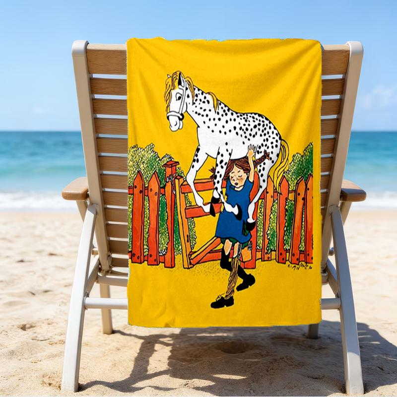 Serviette de plage ultra-douce sur le thème de Fifi Brindacier, Idéale pour la piscine - le camping, la plongée - Essentiel de voyage parfait, Serviette de plage vibrante.