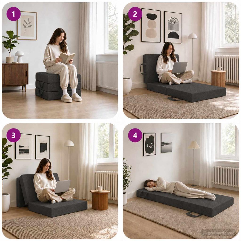 Folding Sofa Bed 75 x 63 x 45 cm Dark Grey