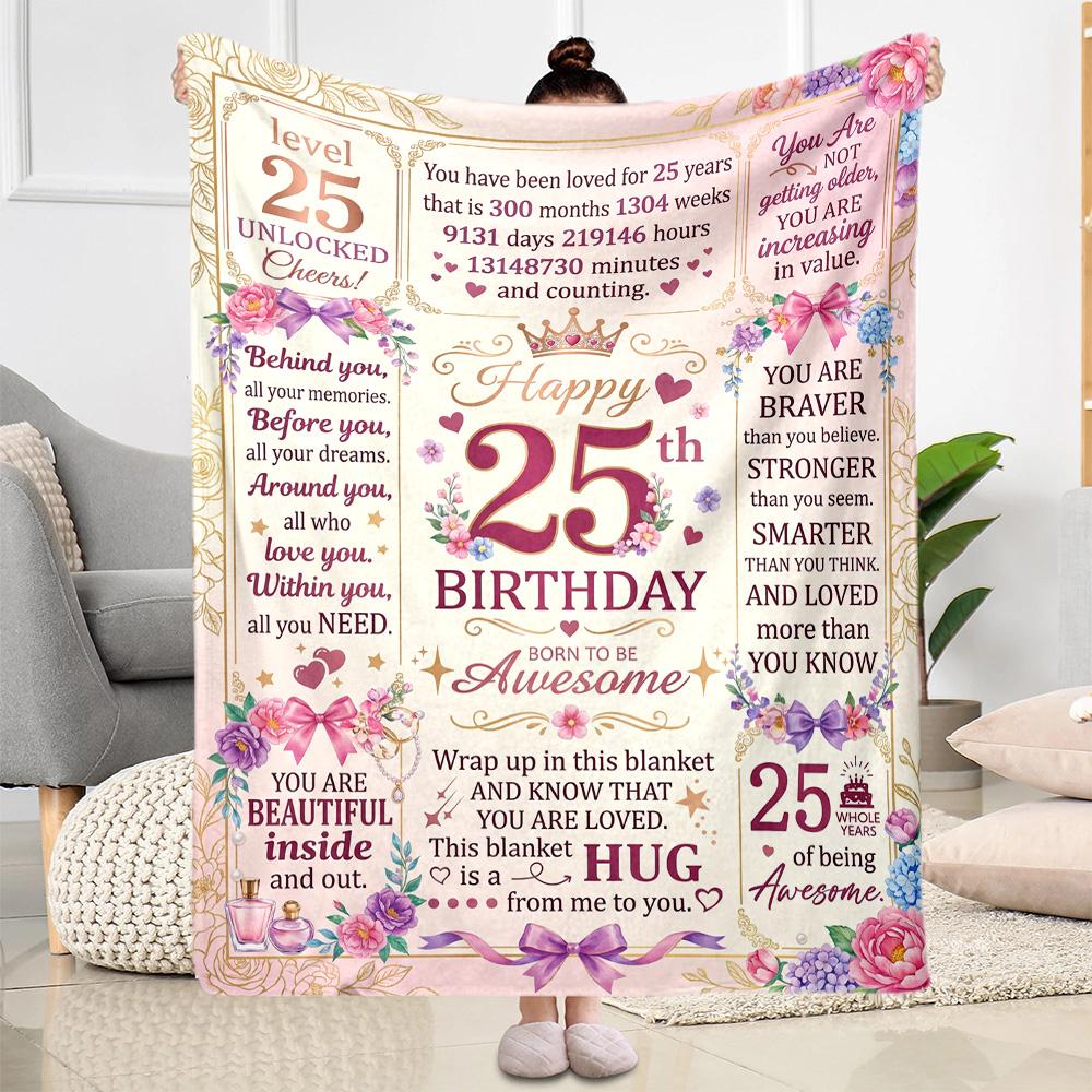 Coperta per Celebrazione 25° Compleanno Morbida e Accogliente Adatta per Sedia Ufficio Sedia da Ufficio Quattro Stagioni Multiuso Calda Decorazione