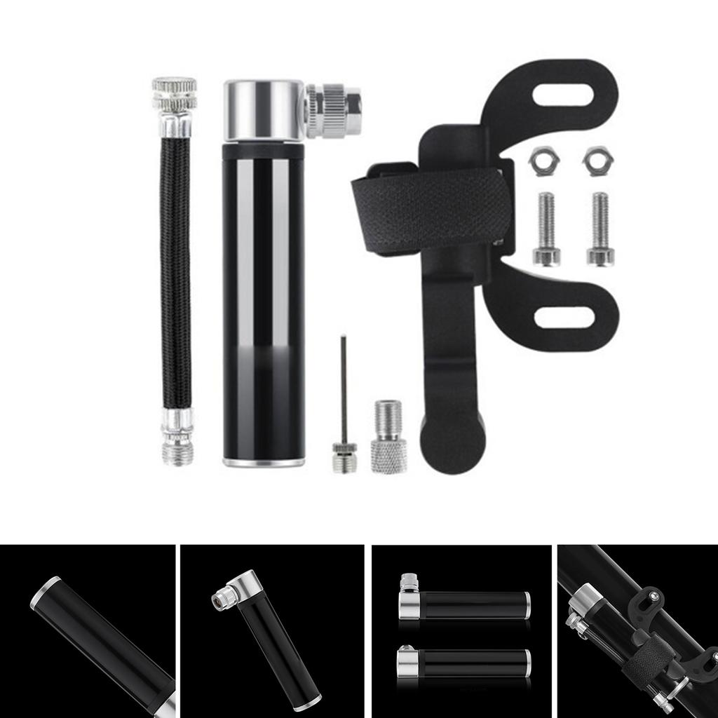 Small Bike Tire Pump Presta & Schrader Portable MTB 120PSI Telescopic Barrel Aluminum-Alloy Bike Pump for Easy Pumping