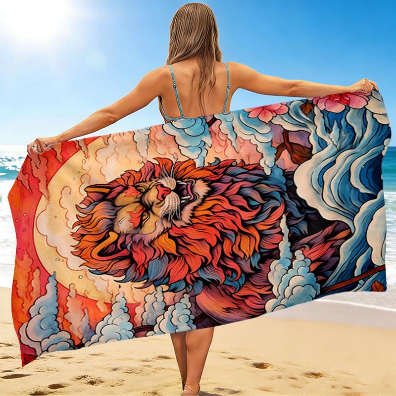 1Pc Lion Amidst Clouds Beach Towel Quick Dry Multiuse For Beach Pool Gym Yoga Home Travel Christmas Halloween Xmas Gift Eg12