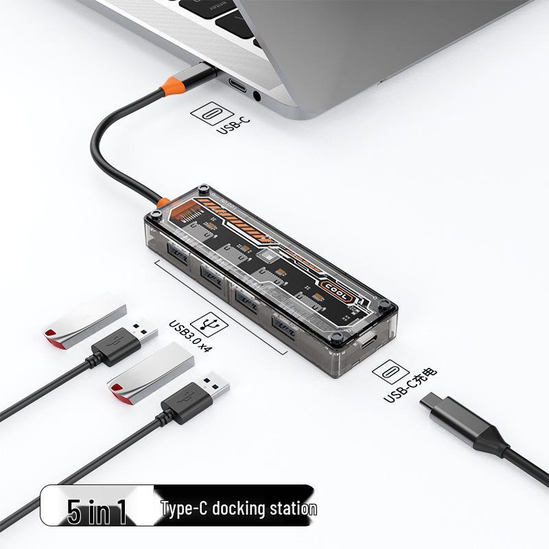 Custom Transparent 5-in-1 USB-C Docking Station Hub