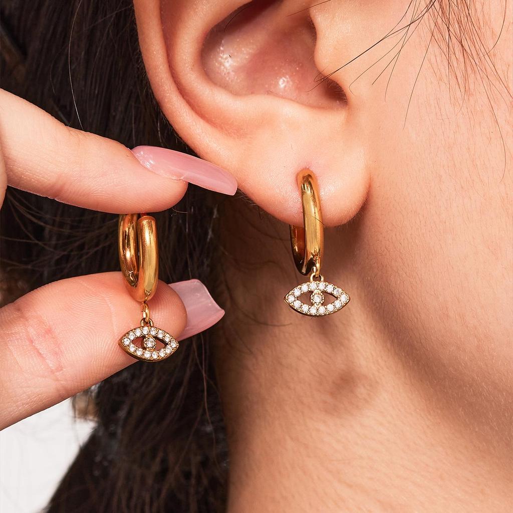 INS Style Devil's Eye Zircon Stainless Steel Earrings