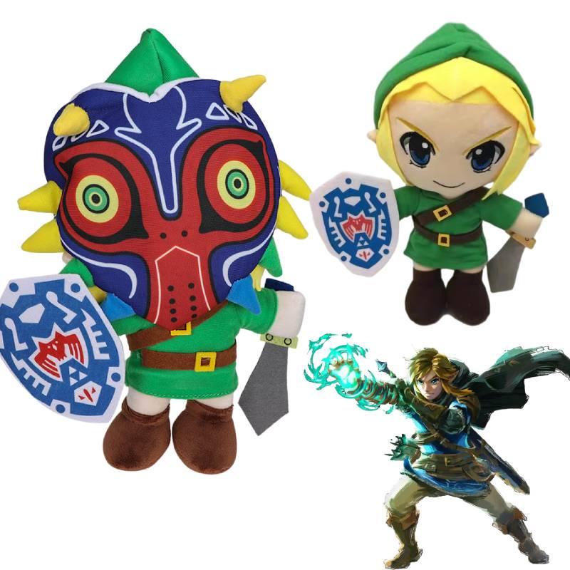 Maskeli Büyük Boy Legend Of Zelda Link Bebek Mezura Maskeli Link Peluş Oyuncak Skyward Sword Yumuşak Kısa Peluş Özelleştirilebilir