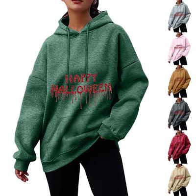 Women's Fall And Winter Halloween Printed Pullover Hooded Sweatshirt Fleece Long Sleeve  Fashion Sweatshirt