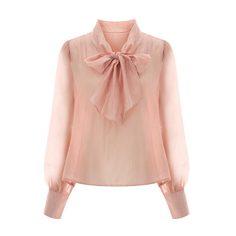 TVIEW Ribbon Puff Sheer Blouse_V6A-Cbl035