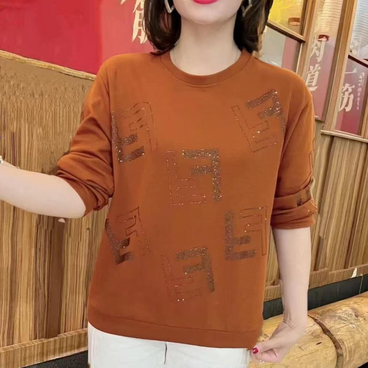 Women s Long Sleeve Casual High-End Shirt for Middle-Aged L оранжевый
