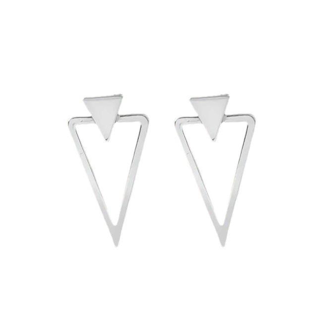 Size Triangle Front And Rear Earrings Wind Creative Design Removable One Or Two Wear Geometric Inverted Triangle Earrings