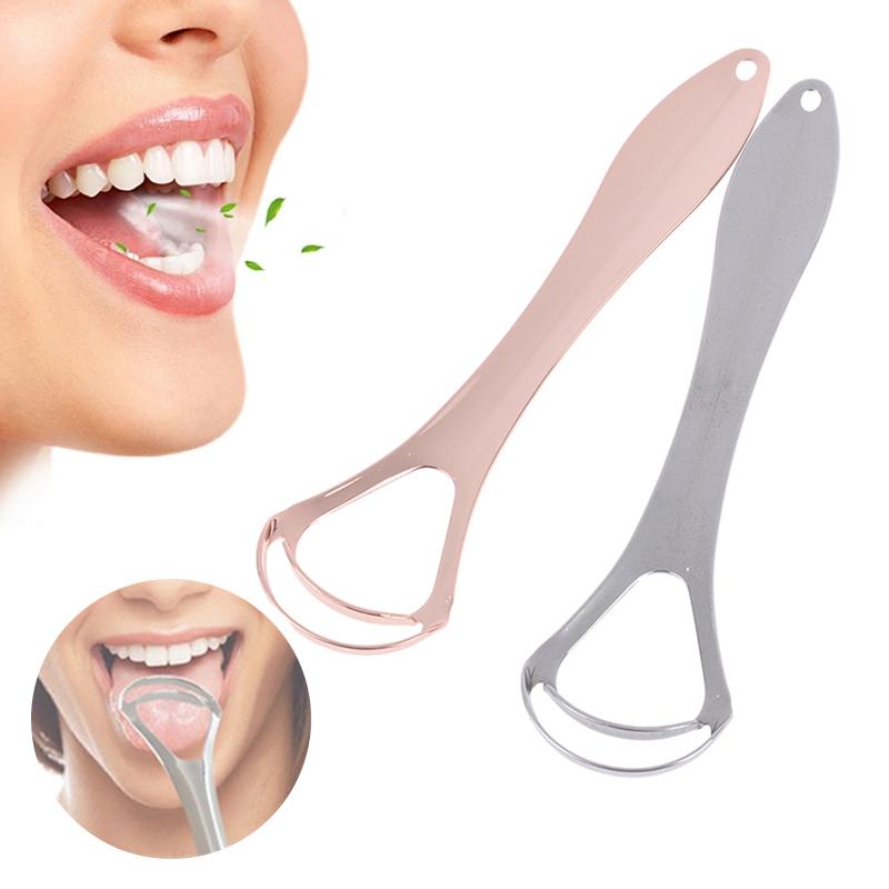 1Pcs Portable Stainless Steel Tongue Scraper Double Layer Design with Non-Slip Handle Reusable Oral Hygiene Tool for Travel