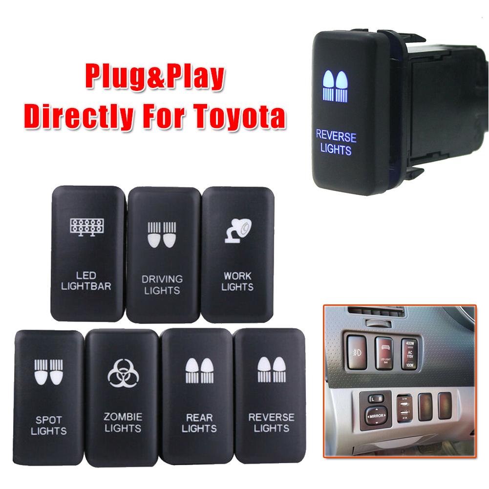 Kit Push Switch ON-OFF Heavy Duty ABS Plastic Single Pole 39x21mm For Toyota 12V