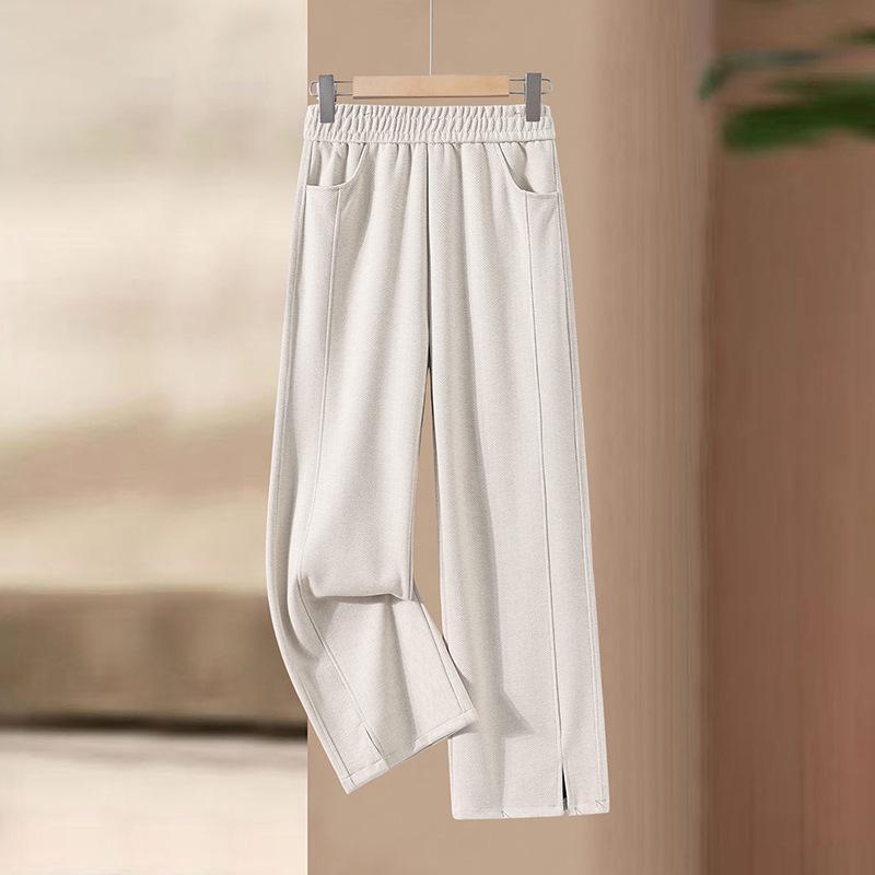

2026 Spring/Fall Style Elastic Waist Wide-Leg Pants for Middle-Aged & Elderly Women - Split Straight Leg Casual Versatile Design. XL 90-105 lbs абрикосовий