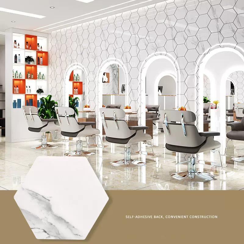 

20 шт. Шестиугольная самоклеящаяся наклейка на стену Водонепроницаемая наклейка Декор стены для фона телевизора Обои под дерево Керамическая плитка