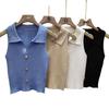 Chic Polo Collar Knit Vest - Slimming Summer Style for Women