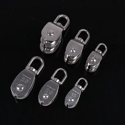 1Pc 304 Stainless Steel M15 M20 M25 M32 Single Wheel Swivel Lifting Rope Pulley Set Lifting Wheel Tools Double Pulley Block