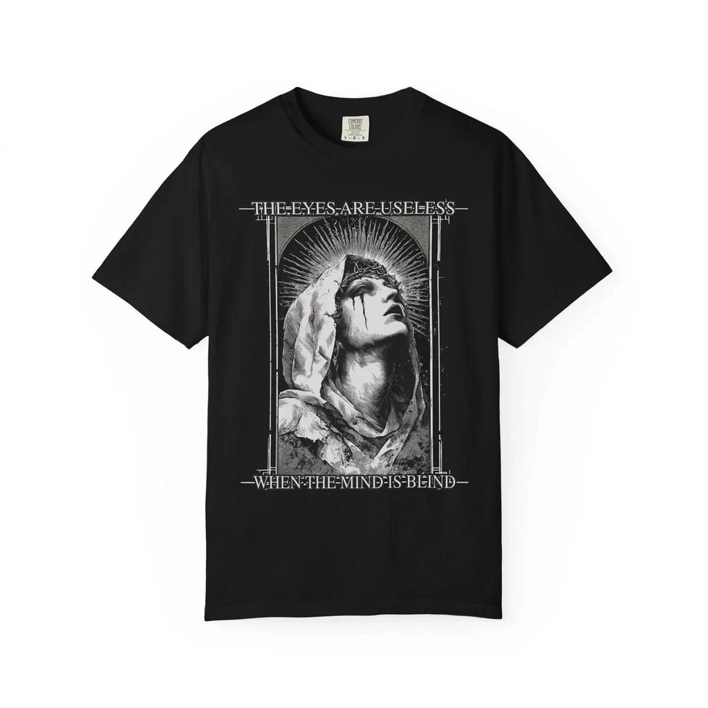 Gothic Graphic Print T-Shirt, Punk Rock Grunge Graphic Tee, Alternative Streetwe