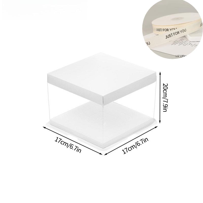 Gift Box With Ribbon Transparent Pastry Cake Box Birthday Cake Packaging Supplies Clear Candy Box Christmas New Year
