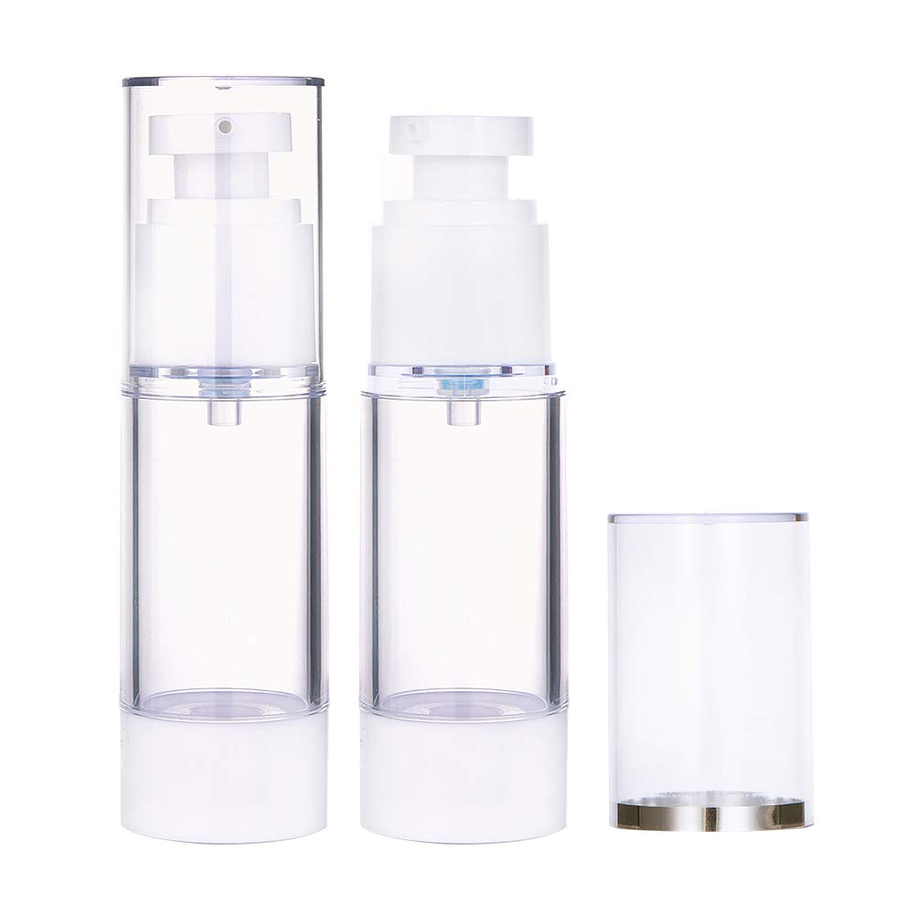 BENECREAT Set of 6 30ml Pump Bottles, Vacuum Pressed Empty Plastic Refillable Cosmetic Containers for Travel