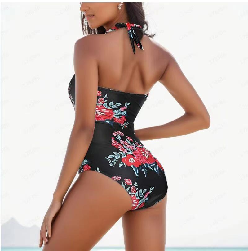 2023 Módní dámské jednodílné tankini plavky s volánky a odhalenými zády
