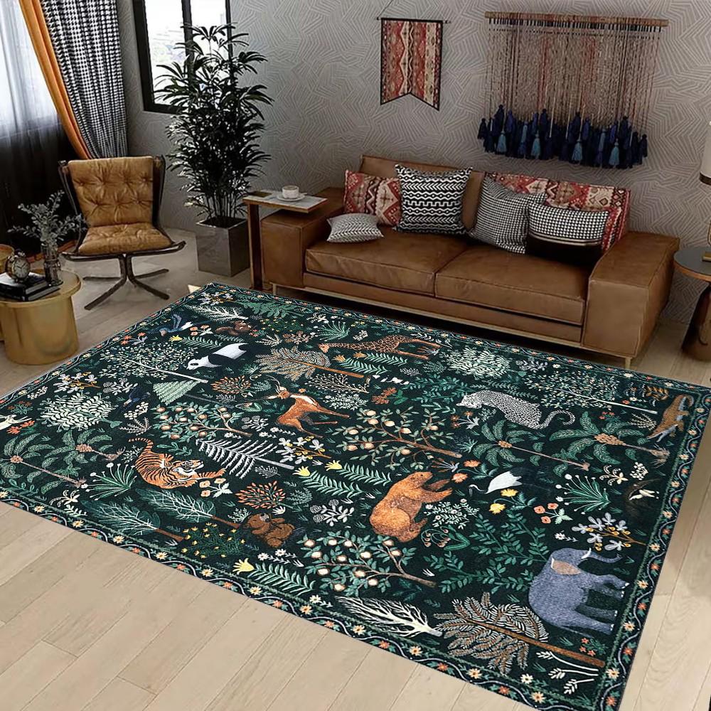 Cartoon Carpets Forest Animals Kid's Play Mat Non-slip Sofa Floor Mat Living Room Bedroom Area Rug Home Decor Chair Mat Gift