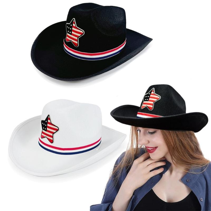 Independence Day Denims Hat Outdoor Activity Western Hat Sun Protection Hat for Festivals and Outdoor Parties