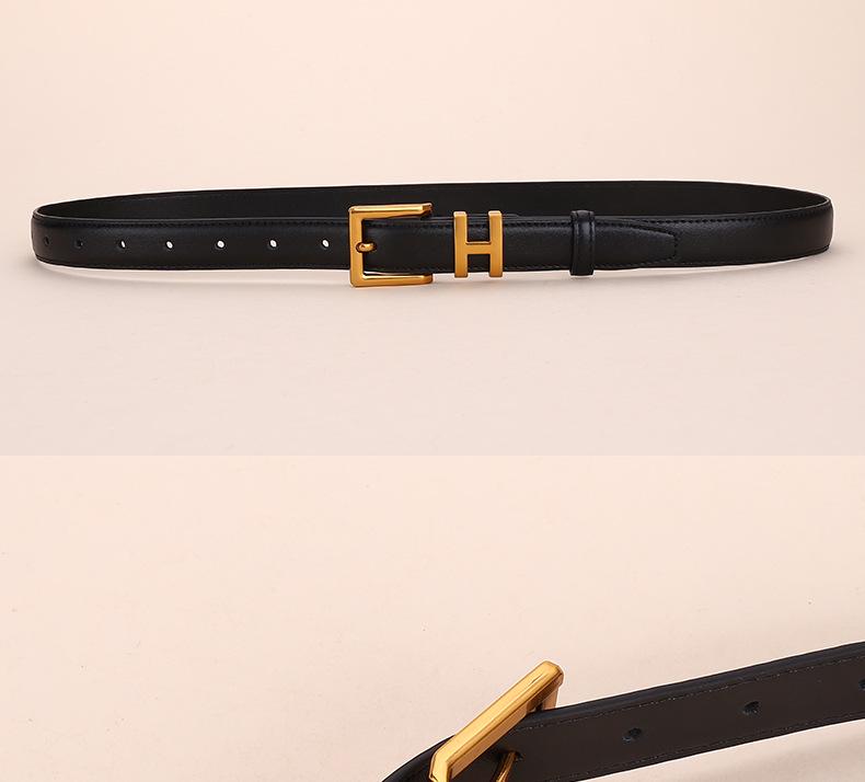 New H-Style Women's Genuine Leather Belt: Trendy, High-End, Versatile Decorative Waistband - European and American Design