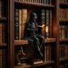 Open Book Reading Figurine Resin Shelf Sitter for Bookshelf Display, Dark Fantasy Statue for Desk Placement and Library Use