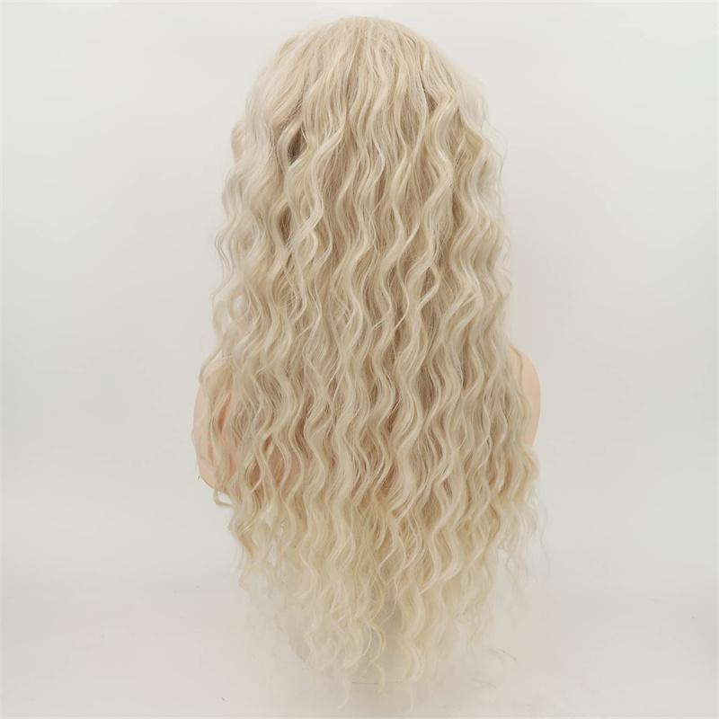 Lange Lockige Synthetische Perücken für Frauen Braune Ombre-Perücke Wasserwelle Frisur Naturhaar Sexy Damenperücke Cosplay Halloween