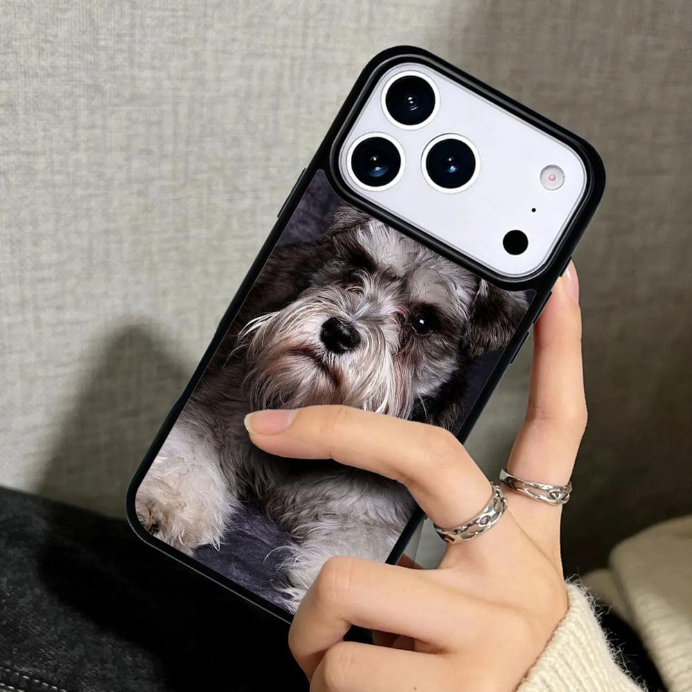 Capa Case für iPhone 17 Air 16 Pro Max 15 Plus 11 13 Mini 14 12 Rückseite Handyhülle Schnauzer Hund