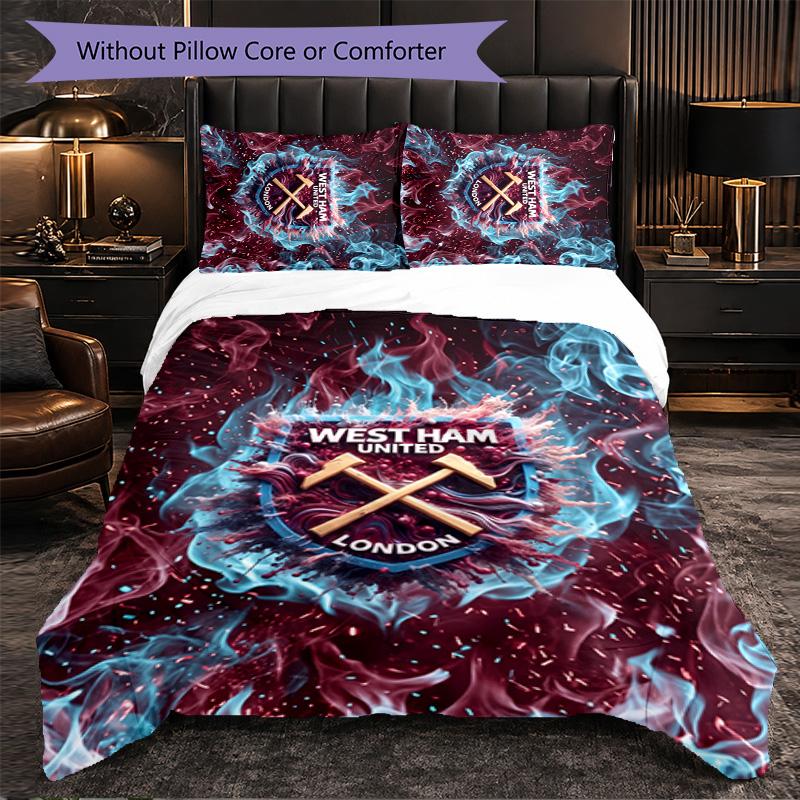 West Ham United Calcio Set Biancheria da Letto 3 Pezzi Morbido Set Copripiumino con Federe Set Decorazione Camera da Letto per la Casa
