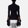 Amiparis Solid Color Turtleneck Pullover Long Sleeve Slim Sweater Women sweater Black FKS422-061001