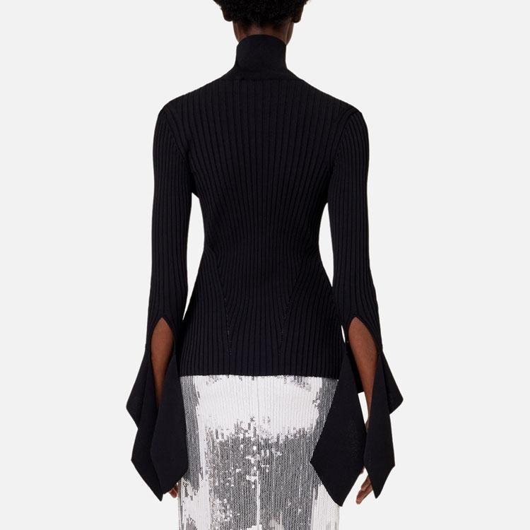Amiparis Solid Color Turtleneck Pullover Long Sleeve Slim Sweater Women sweater Black FKS422-061001
