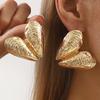 New Trendy Pleated Heart Stud Earrings Women Exaggerated High End Textured Earrings Fashion Jewelry Wholesale