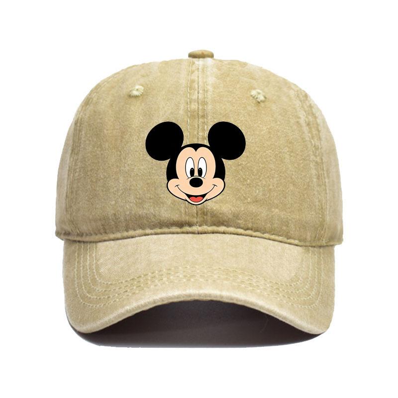 Retro Washed Mickey Mouse Print Baseball Cap Men Women Vintage Kpop Snapback Cap Adjustable Breathable Trucker Hat Sunscreen Hat