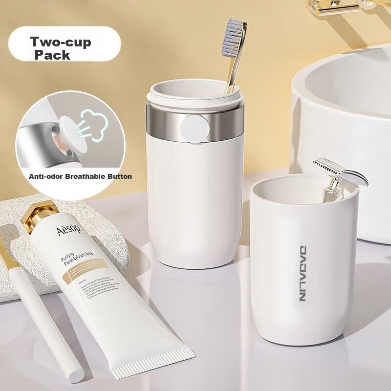 JAJALIN Travel Toiletry Cup Toothbrush Toothpaste Storage Box Set, Mouthwash Cup, Brushing Cup, Portable Travel Essential for Business Trips