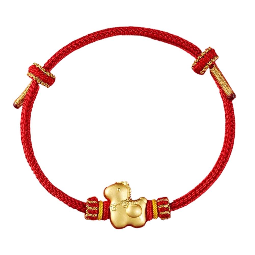 Новогодние браслеты Год Лошади 2026 Красная нить Амулет Браслет с бусинами Китайский зодиак Регулируемый Ручная работа Браслеты Хорошая удача