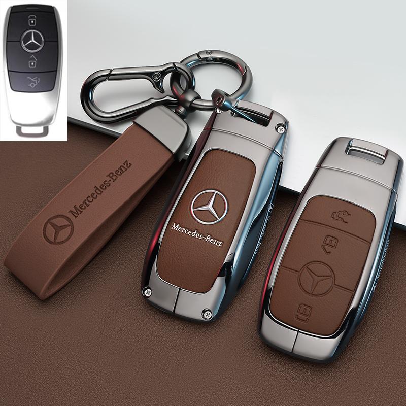 SFX1 Zinc Alloy+Leather Car Key Case Cover for Mercedes Benz 2021 C /S Class W223 W206 S350L S400L S450L S500L Protector