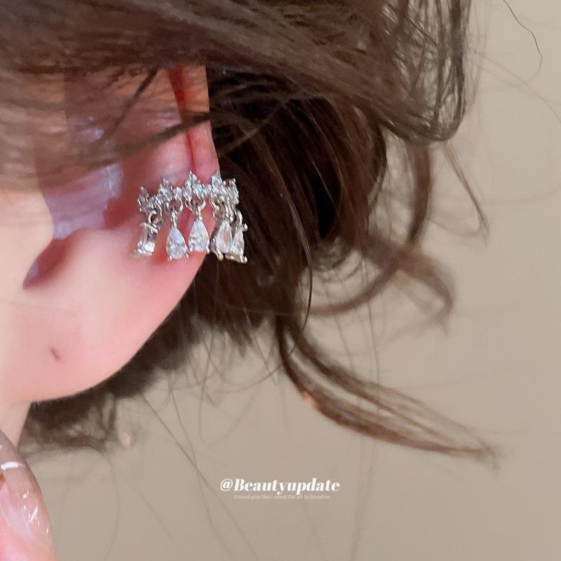 Korean Diamond-encrusted Flower Pearl Ear Clip Ring Jewelry Set, Exquisite Light Luxury, High Sense, Great Beauty, Versatile Jewelry