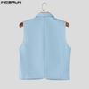 INCERUN 2PCS Two Pieces Men Sleeveless Texture Cropped Waistcoat and Long Straight Pants Sets