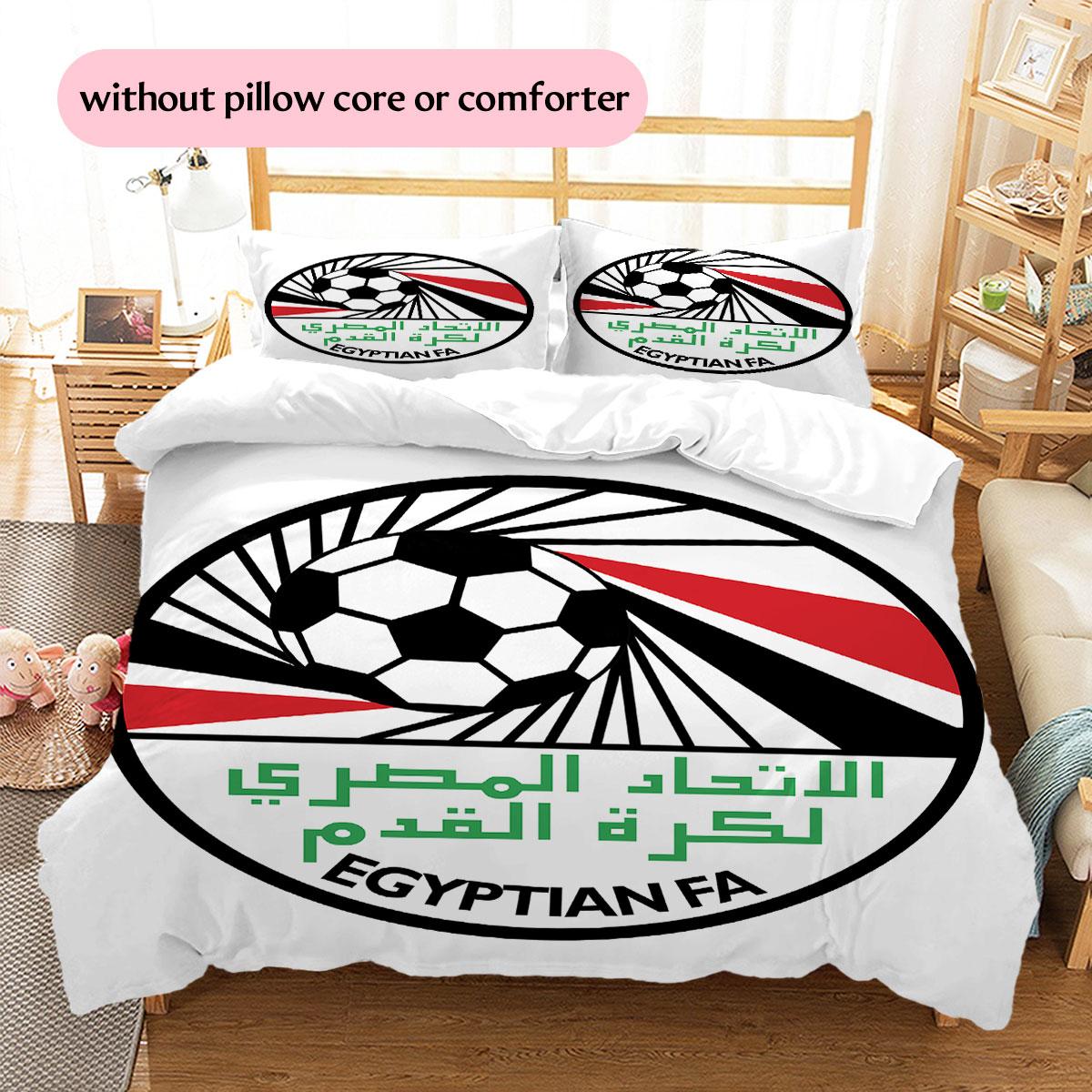 Egypt national football logo Pattern Bedding Home Decoration Birthday Gift (1 * duvet cover + 2 * pillowcase, without core),fan merchandise. 135x200cm
