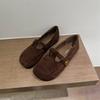 Korean version of retro round head flat bottom loafers women's 2025 autumn and winter new suede versatile and thin Mary Jane single shoes women
