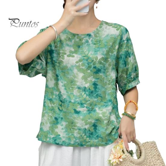 

Женская футболка с круглым вырезом и коротким рукавом, свободная футболка с ретро-цветочным принтом, летние топы, универсальная, удобная, повседневная одежда