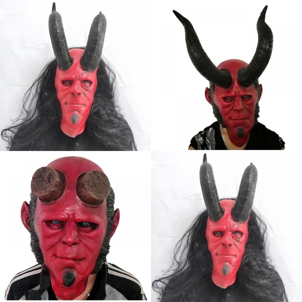 Máscara de Látex de Hellboy Para Halloween y Navidad Fiesta de Disfraces de Terror Decoración