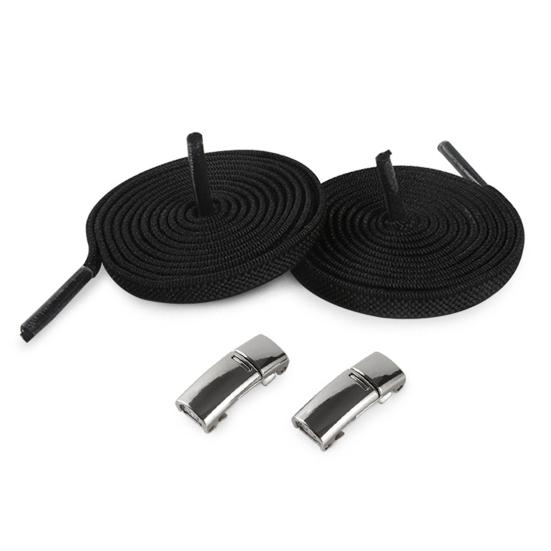 

2 шт., магнитные шнурки с металлической пряжкой и 2 эластичными шнурками, кроссовки для ленивых детей и взрослых, спортивная обувь без завязок, шнурки с быстрой пряжкой, аксессуары для обуви чёрный