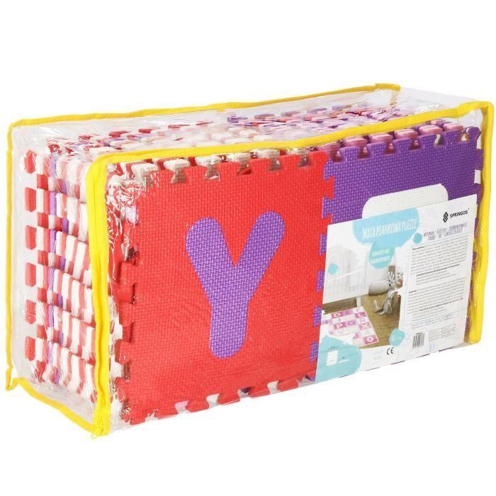 Tapis De Jeu Éducatif SPRINGOS® 36 Puzzles Lettres Colorées Pour Bébés 175x175cm En Mousse